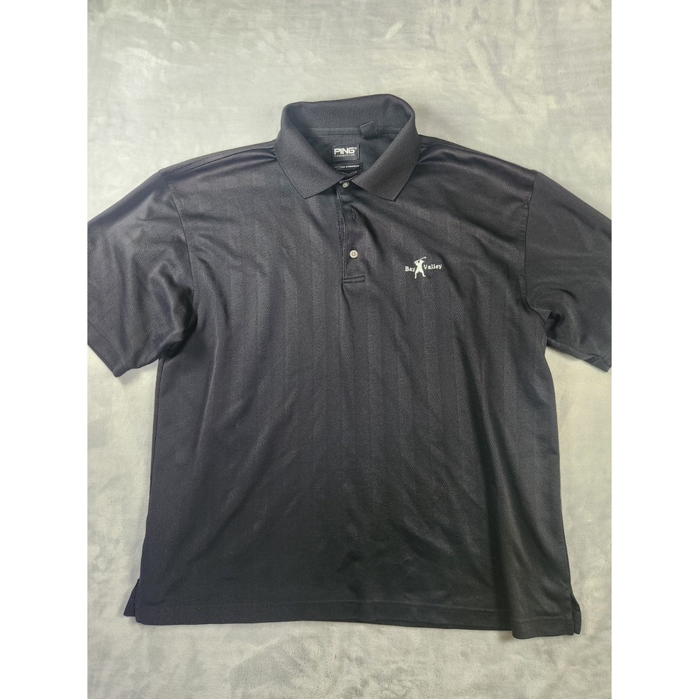 Ping Collection Dry Fiber Dynamics Mens Large Black Short Sleeve Polo Golf Shirt
